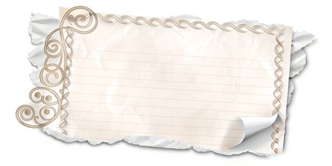 blank sheet of paper with a rope