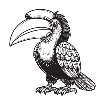 recommend clip art: Line art of hornbill bird cartoon vector