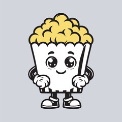 cartoon mascot popcorn cute standing idle vector illustration