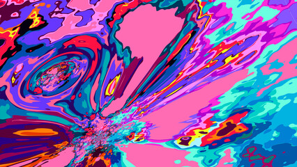 Colorful Fluid Psychedelic Trippy Motion Graphic Video Animation Background for Summer Music 