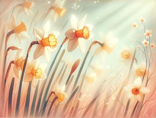Illustration of Daffodil in Spring
