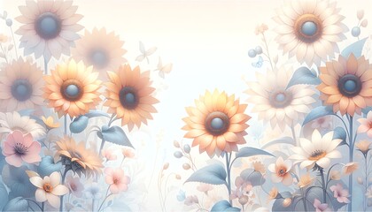 Illustration of Sunflowers in Spring