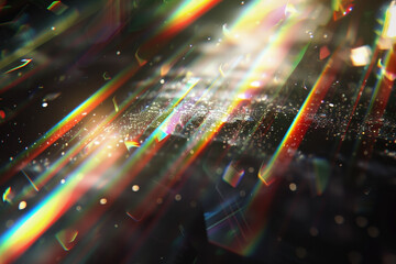 Abstract Light Leak Bursting in Iridescent Glitter