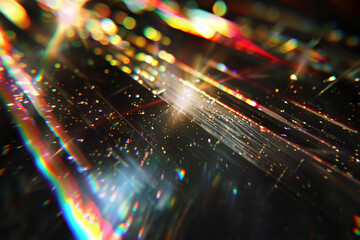 Abstract Light Leak Bursting in Iridescent Glitter