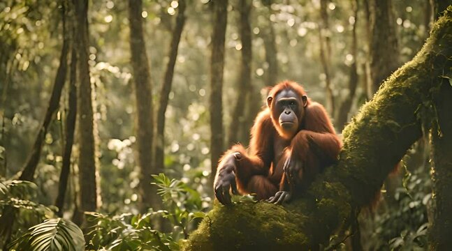 footage of an orangutan