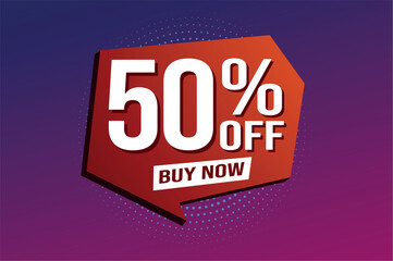 50% fifty percent off buy now poster banner graphic design icon logo sign symbol social media website coupon

