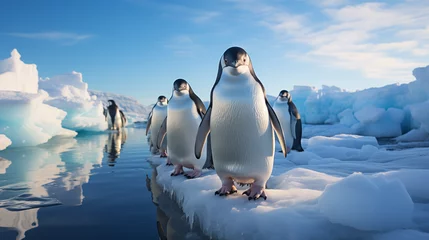 Fotobehang penguins on ice © qaiser