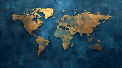 World map on blue background. generative ai 