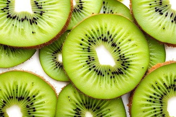 A close up of a bunch of green kiwi fruit