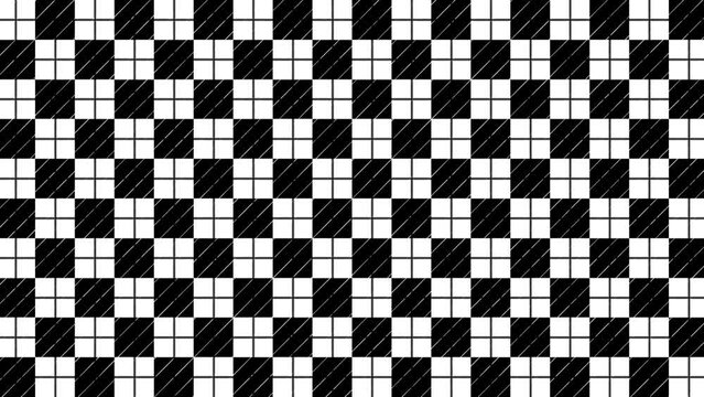 Animation of Black and white checkered pattern suitable for background