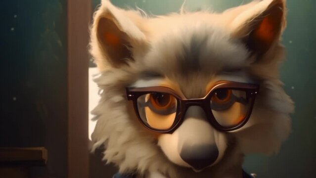 a dog with glasses