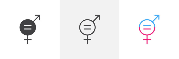 Icons of Gender Parity. Equal Rights for Men and Women. Fairness and Equality Symbols