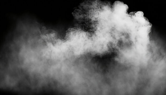 White realistic dust and smoke overlay on black background, smoke effect for your photos.