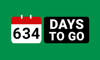 634 days to go last countdown. six hundred thirty four days go sale price offer promo deal timer, 634 days only