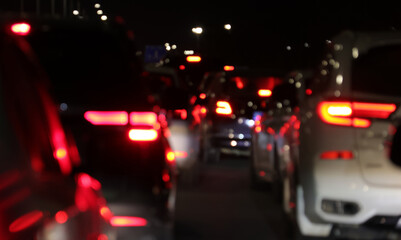 Fototapeta na wymiar Traffic jams on congested roads during peak travel hours