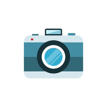 Camera icon in flat color style. Photo camera vector illustration on a white isolated background. Camera business concept.