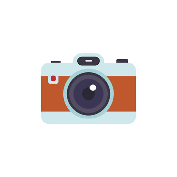 Camera icon in flat color style. Photo camera vector illustration on a white isolated background.