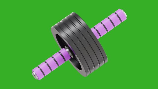 3d animation of ab wheel roller with green screen background
