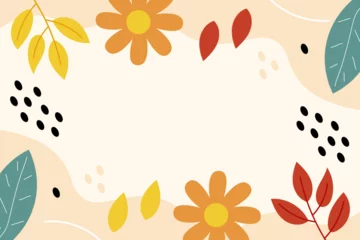 Gordijnen Hand drawn leaves autumn flat design illustration vector background template © RideStudio™