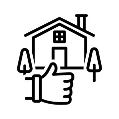 Vector black line icon icon for House stellar