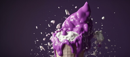 splash of blueberry milk ice cream, thick, melt 67