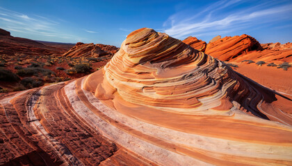 Amazing colors and shape of the Fire Wave rock in Valley