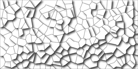 Obraz premium Abstract white paper cut shadows background realistic crumpled paper decoration textured with multi tiles mosaic seamless pattern. Quartz cream white Broken Stained Glass.3d shapes.