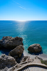 Fototapeta na wymiar View of the beautiful blue mediterranean from Balcon de Europa
