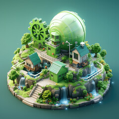 Hydropower station green energy concept