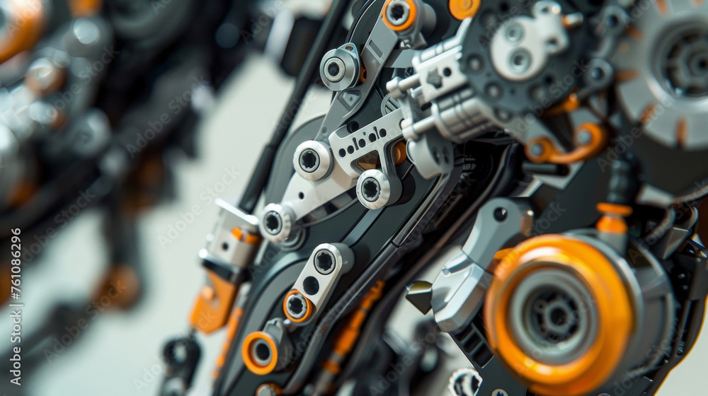 Poster the closeup captures the mechanical precision of a robotic sculpture with every joint and connection