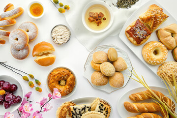 Fototapeta na wymiar Nowruz bakery treats arranged neatly on a white background