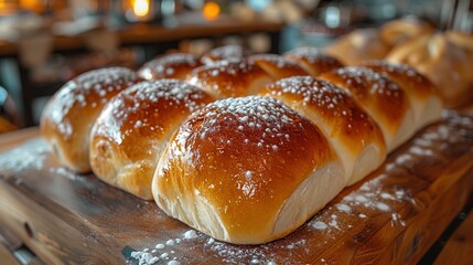 Freshly baked homemade bread on a table