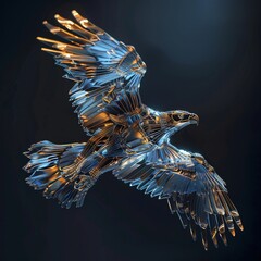 Crystal Bird in Flight, Illustration, a Graphic Design Element. Generative AI.
