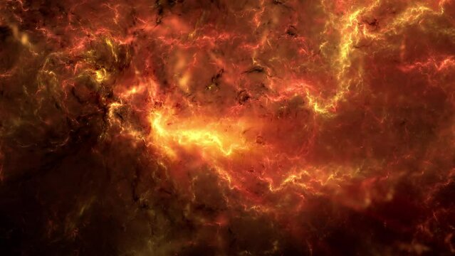 Abstract fractal art background, suggestive of a fiery storm, explosion or nebula.