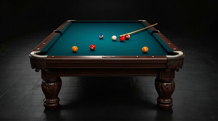 gaming room with neon light, billiard, created with. generative.AI
