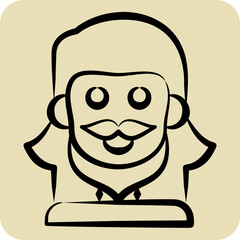 Fototapeta premium Icon Mustache. related to Hipster symbol. hand drawn style. simple design editable. simple illustration