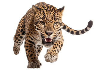 jaguar panthera onca isolated on white background - obrazy, fototapety, plakaty