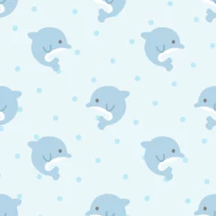 Tuinposter seamless pattern with dolphins © Kamilia
