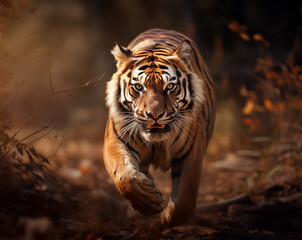 tiger running in the jungle