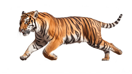 tiger panthera tigris isolated on white background - obrazy, fototapety, plakaty