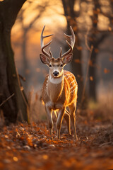 Beautiful male deer in the forest