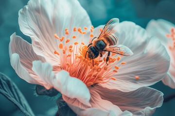 close up of a bee with flower - 761091029
