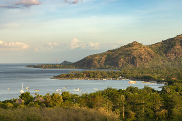 Pemuteran bay and hills at the coast of Buleleng province, Bali