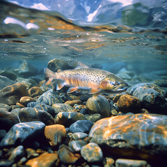 Trout in the clear water river streams - 761091414
