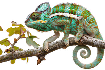 chameleon lizard isolated on white background - 761091840