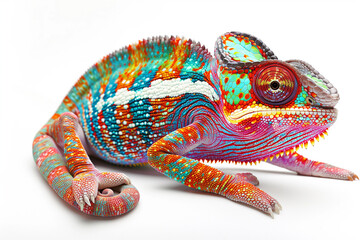 chameleon lizard isolated on white background - 761091862
