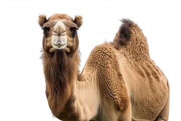 Foto op Plexiglas A camel standing against a white background © Veniamin Kraskov