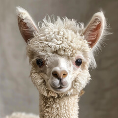 funny cute alpaca head shot - 761092068