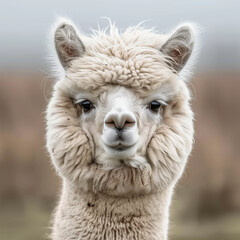 funny cute alpaca head shot - 761092071