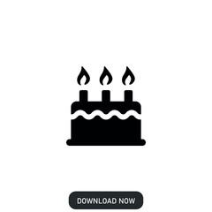 birthday cake icon silhouette. isolated white background
